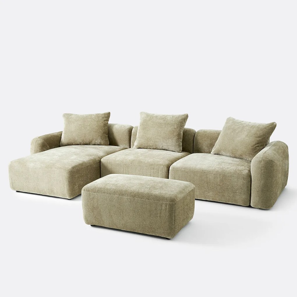 Rechthoekig element voor modulaire sofa, in jacquard chenille, AMAD