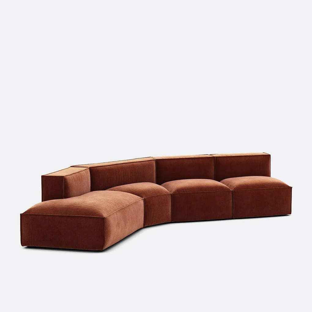 4-delige bank links fluweel Vintage Seven