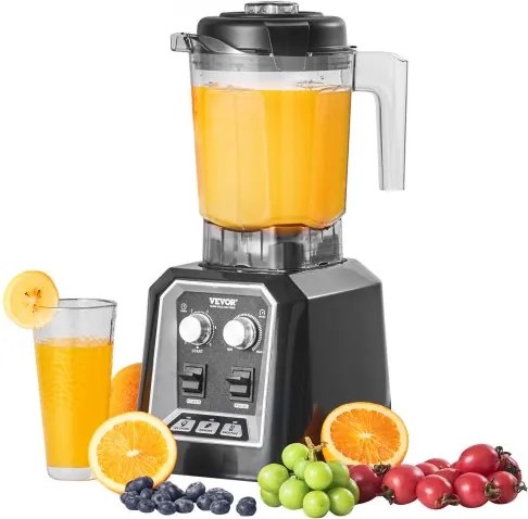 VEVOR Commerciële Blender 2200W met Kunststof Container, Hoogwaardige Professionele Mixer met 3 Functies, voor Bevroren Dranken, Shakes, Smoothies en Crushed Ice