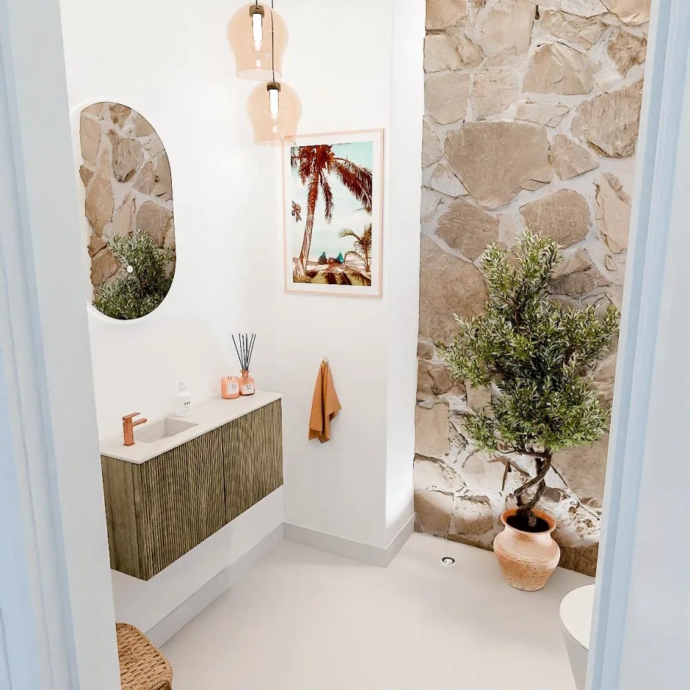 Mondiaz Joya DLux 80cm toiletmeubel dusk met wastafel faye links 1 kraangat meli