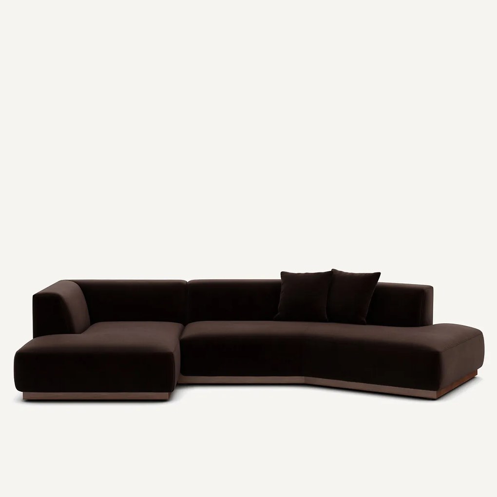 Linker open hoekbank fluweel, Jacopo