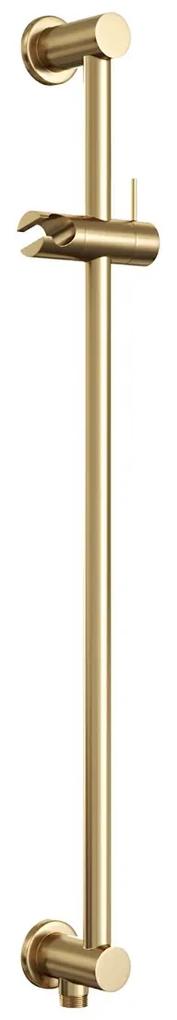 Brauer Gold Carving thermostatische inbouw regendouche met 3 standen handdouche, gebogen muurarm, glijstang en hoofddouche 20cm set 69 messing geborsteld PVD