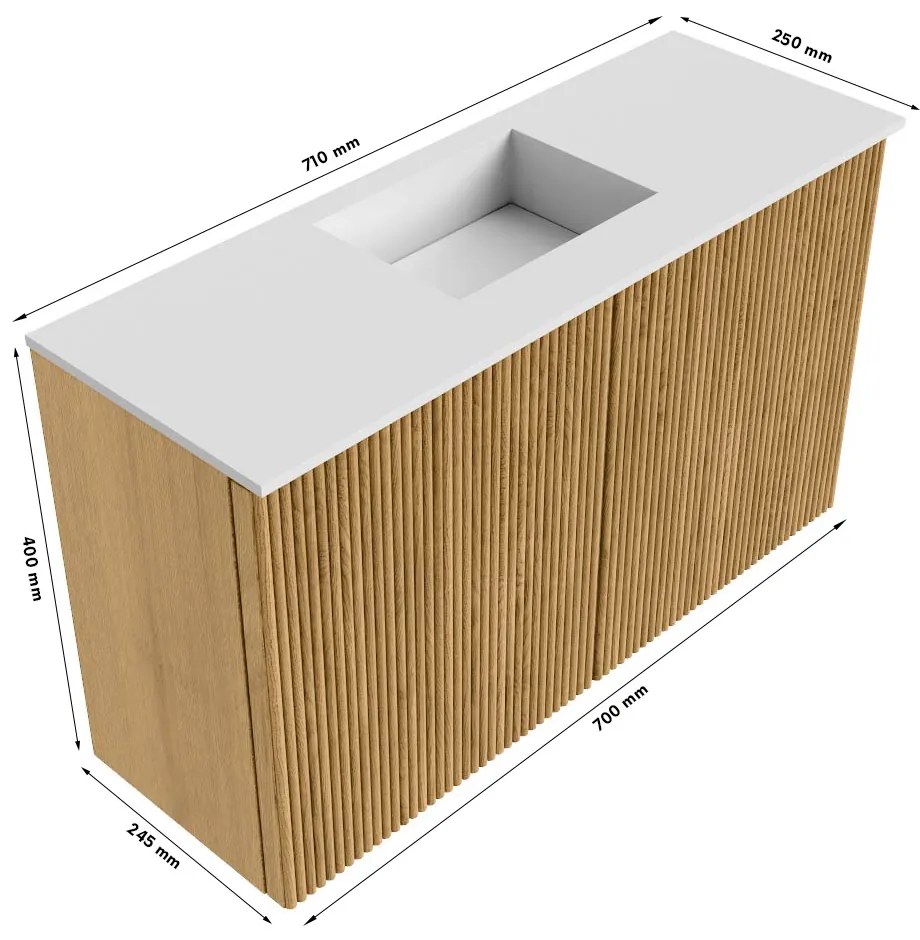 Mondiaz Joya 70cm toiletmeubel walnut met wastafel faye midden 1 kraangat urban