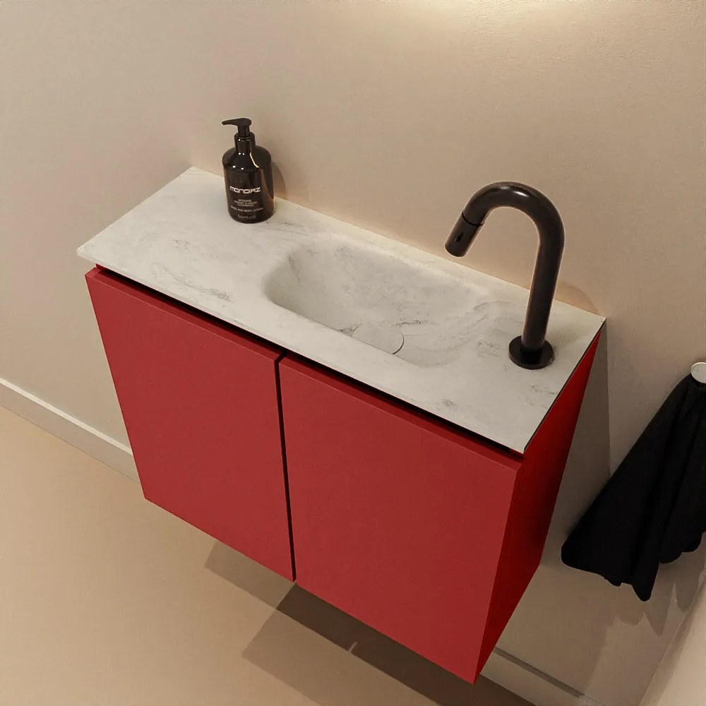 Mondiaz Ture DLux toiletmeubel 60cm fire met wastafel opalo rechts met kraangat