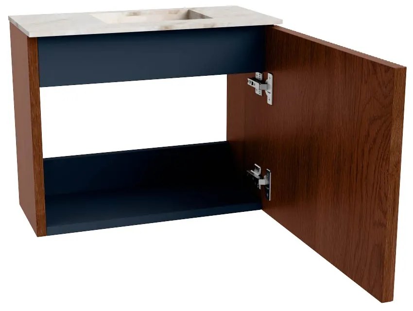 Mondiaz Joya DLux 50cm toiletmeubel ruby met wastafel faye rechts 1 kraangat frappe