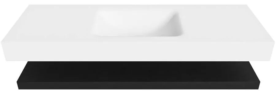 Zaro Alan badmeubel 140cm met planchet urban en vrijhangende wastafel cloud midden zonder kraangat talc