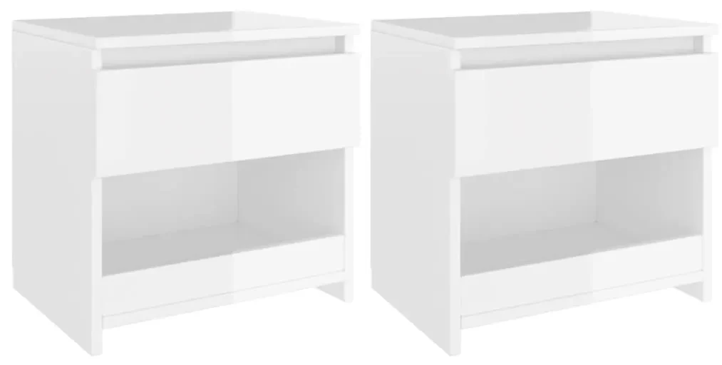 vidaXL Nachtkastjes 2 st 40x30x39 cm spaanplaat hoogglans wit