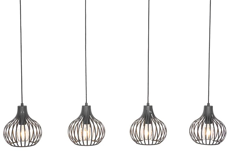 Smart hanglamp zwart 4-lichts incl. 4 Wifi G95 - Saffira