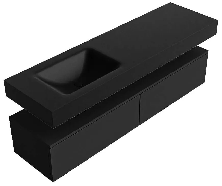 Zaro Alan badmeubel 160cm urban 2 lades met vrijhangende wastafel cloud links 1 kraangat urban