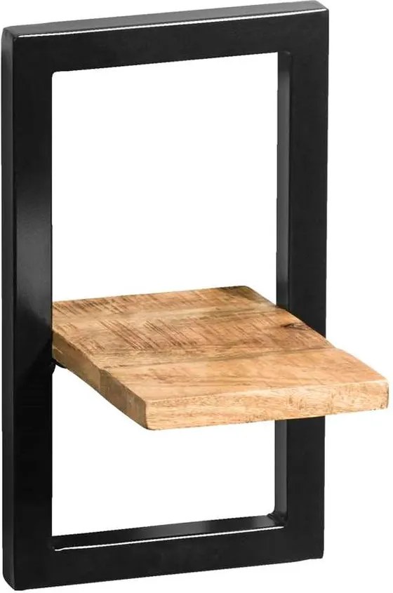 Wandplank Bart - zwart/naturel - 35x20x25 cm - Leen Bakker