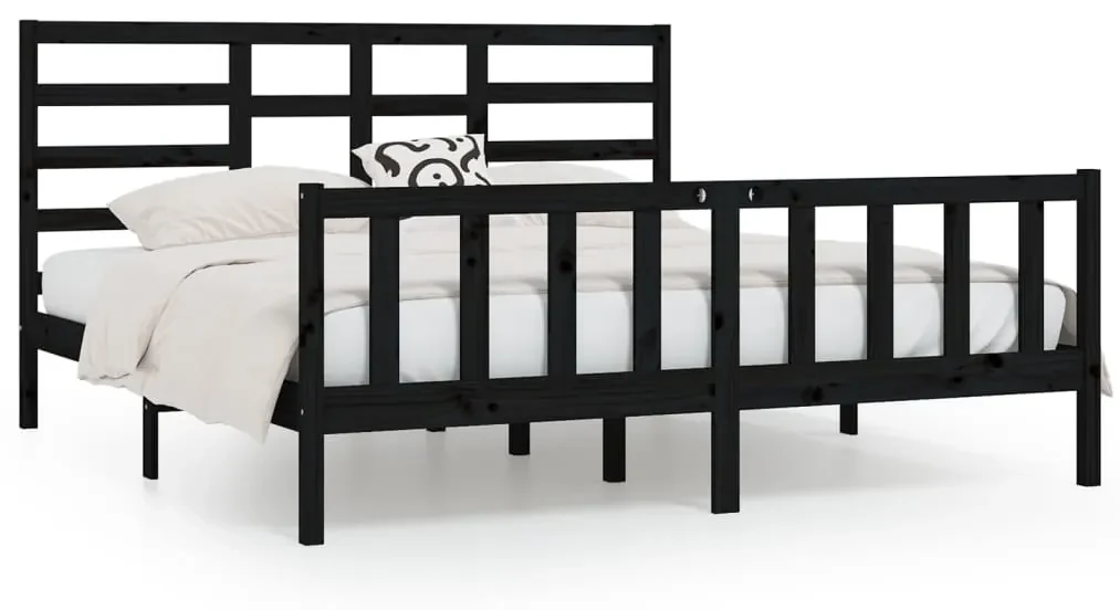 vidaXL Bedframe massief hout zwart 180x200 cm 6FT Super King