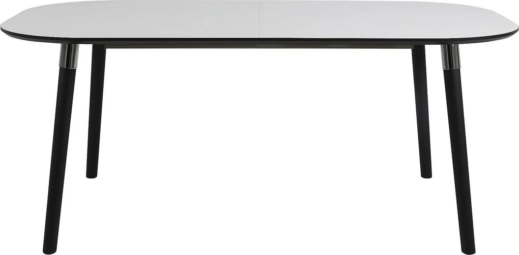 24Designs Uitschuifbare Tafel Penny - 180/280x100 Cm - Wit HPL Tafelblad - Zwarte Houten Poten