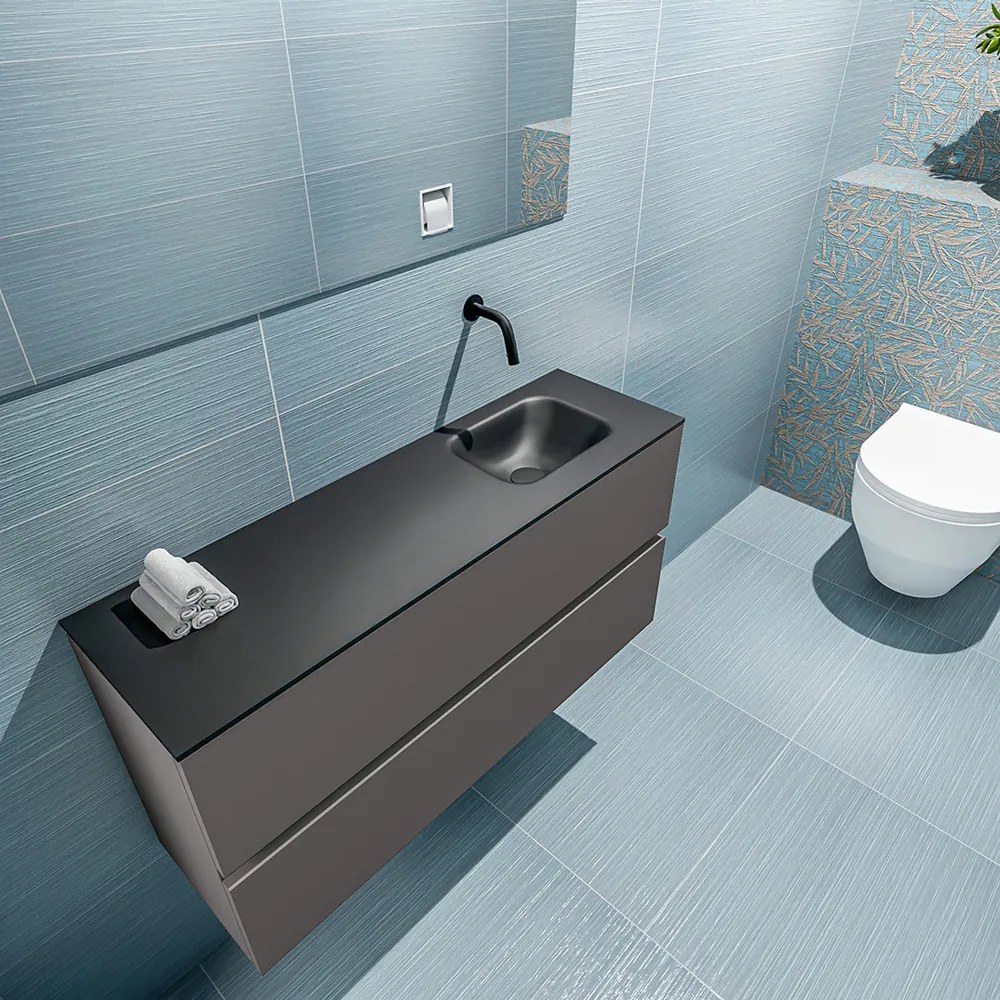 Mondiaz Ada 100cm toiletmeubel dark grey met wastafel urban rechts zonder kraangat