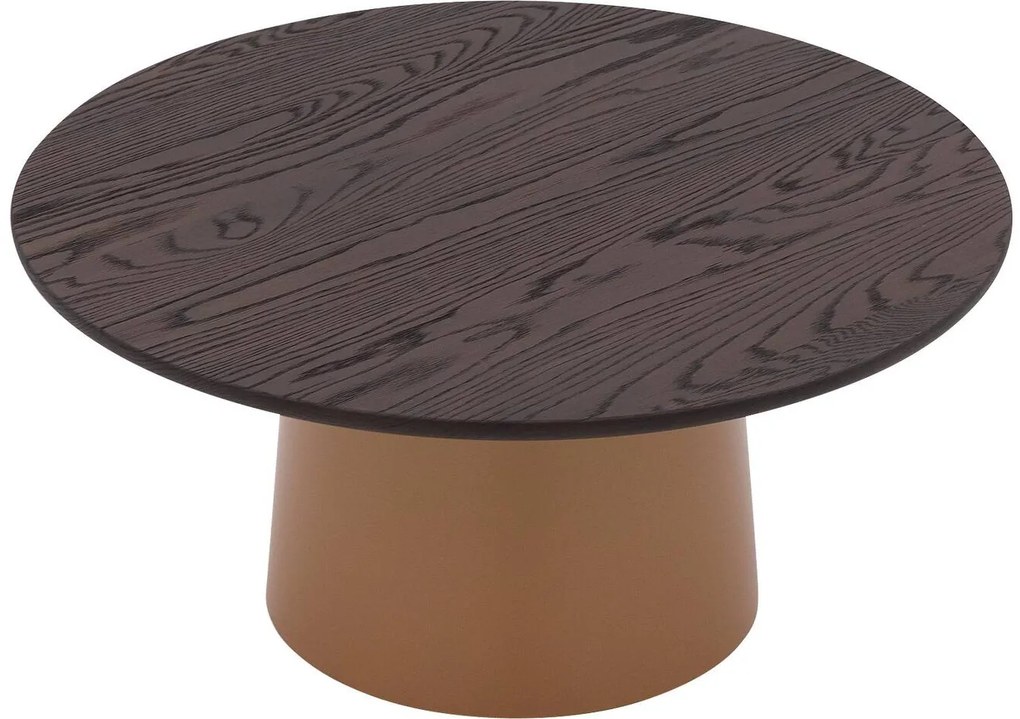 Goossens Excellent Salontafel Uniek rond, hout eiken bruin, elegant chic, 80 x 37 x 80 cm