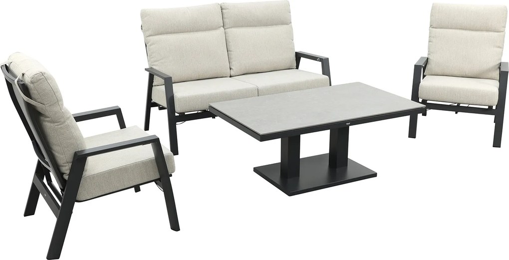 Lagos/Milford stoel-bank loungeset 4-delig verstelbaar