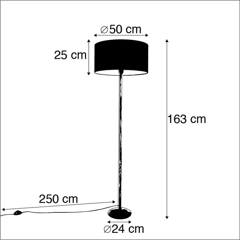 Vloerlamp grijs met zwarte kap 50 cm - Simplo Landelijk / Rustiek, Modern E27 Binnenverlichting Lamp