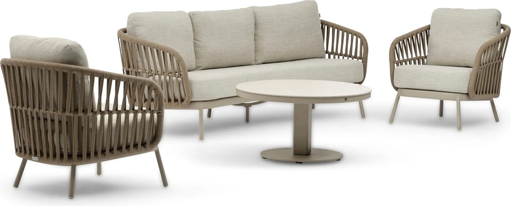 Stoel en Bank Loungeset 5 personen Rope Zand/Beige  Coco Elara/Tivano