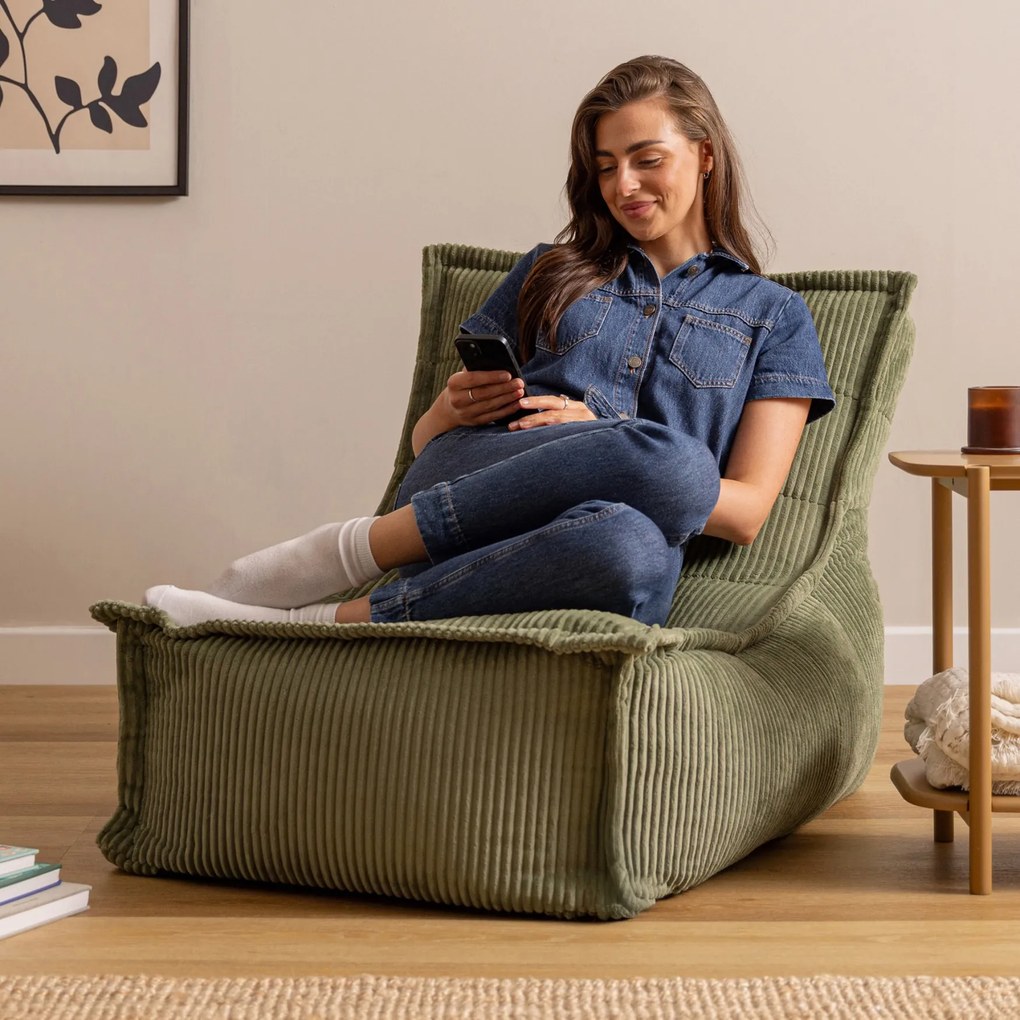 Dolce Zitzak Stoel Cord Lounger - Saliegroen