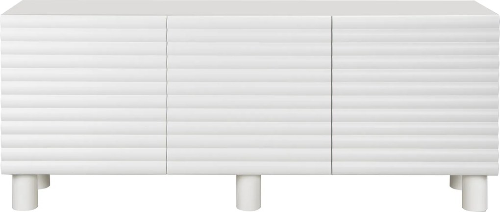 Dressoir Met Grote Ribbels Wit 180 Cm - 180x40x75cm.