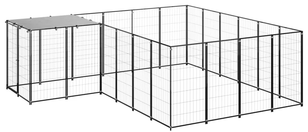 vidaXL Hondenkennel 8,47 m² staal zwart