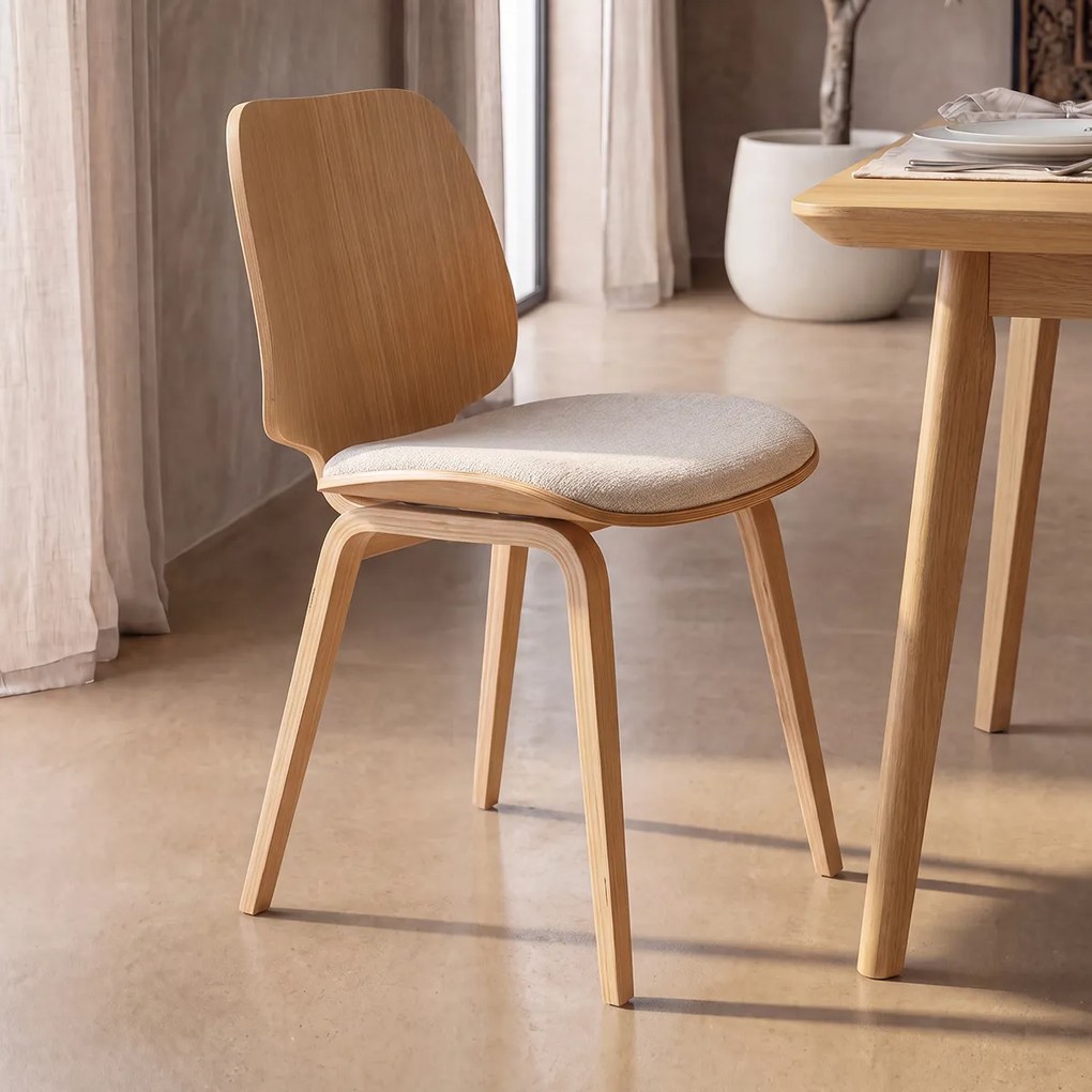 Scandinavische Vintage Stoel Plywood Eiken
