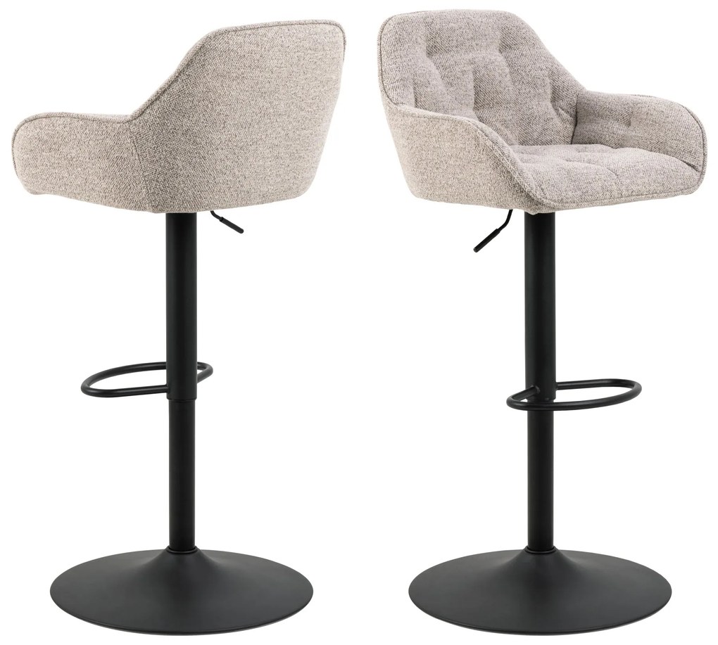 ELENA Beige Latte (stof Monza 60)/zwarte poot - TAPS TOELOPENDE GESTOFFEERDE BOUCLE BARSTOEL VOOR KEUKEN/WOONKAMER/RESTAURANT