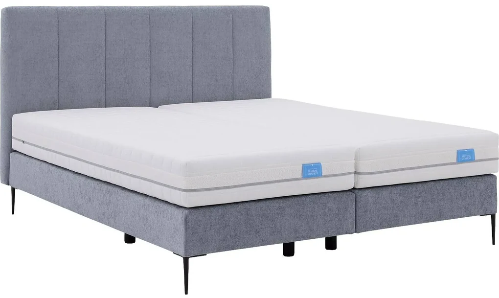 Goossens Boxspring Ease Solid Incl. Matras, Vlak 180 x 210 cm (=2x 90 x 210 cm) met hoofdbord + 2x matras shapes 1