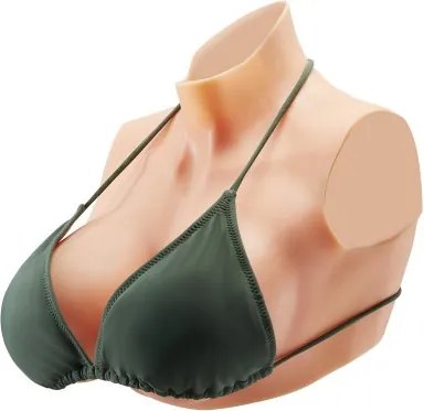 VEVOR High Neck Siliconen Borstprothesen E-Cup Realistische Huid Siliconen Gevuld Hoge Elasticiteit voor Crossdresser Transgender Amateur Cosplay Drag Queen Ivoor
