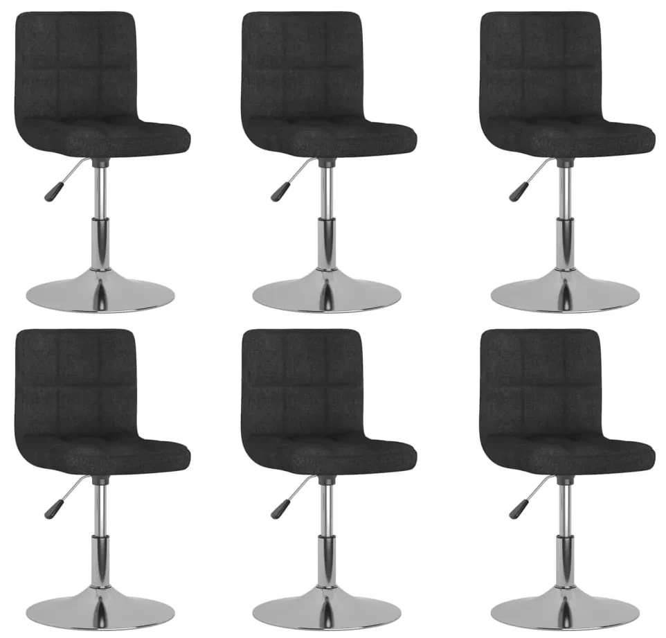 vidaXL Eetkamerstoelen draaibaar 6 st stof zwart