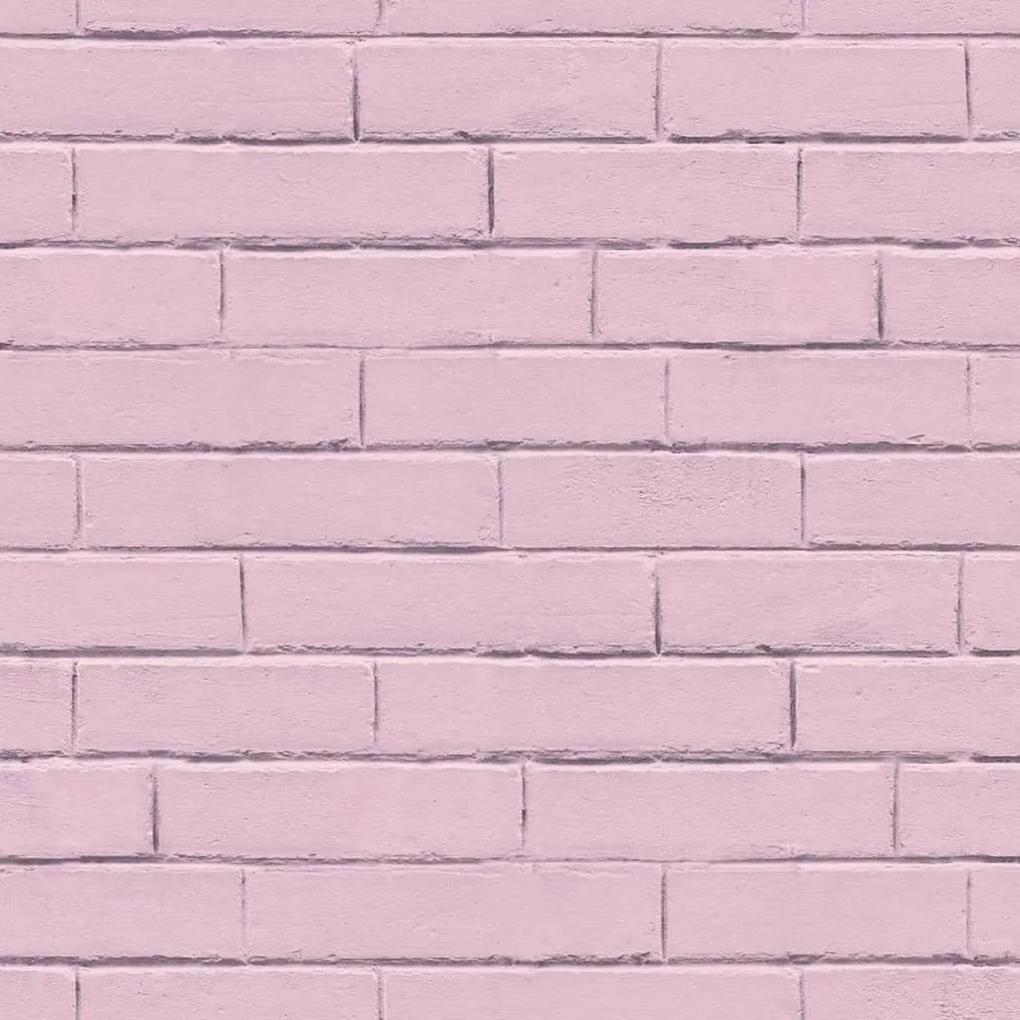 Noordwand Good Vibes Behang Brick Wall roze