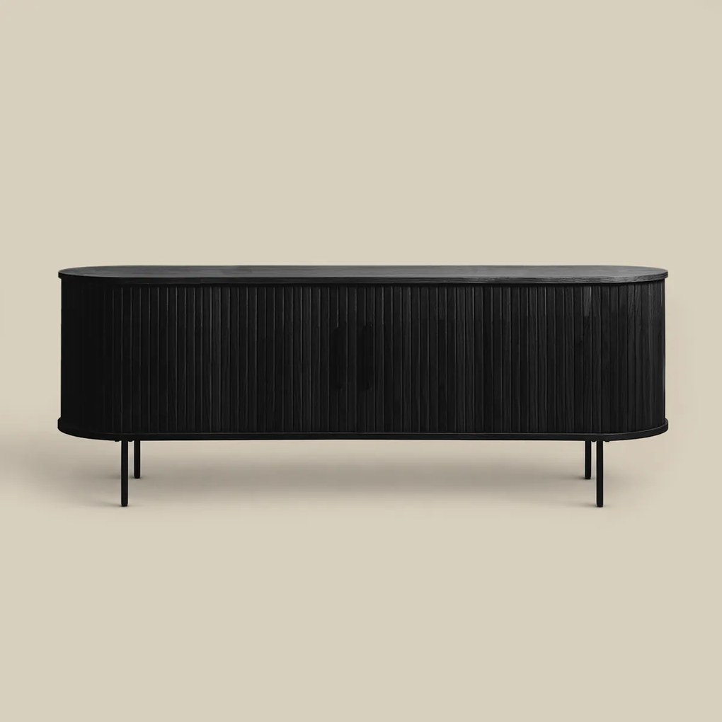 Zwart Tv-meubel Ovaal 150 Cm - 150x40x55cm.