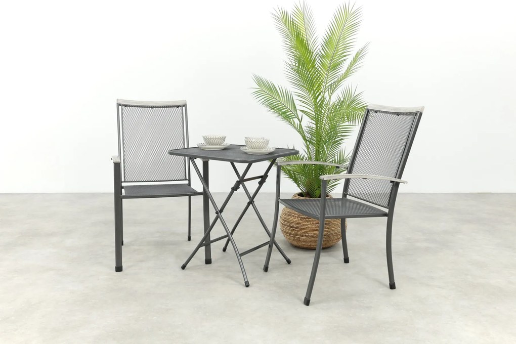 Royal Garden Balero stapelbare balkonset 3-delig strekmetaal 60x60 cm.