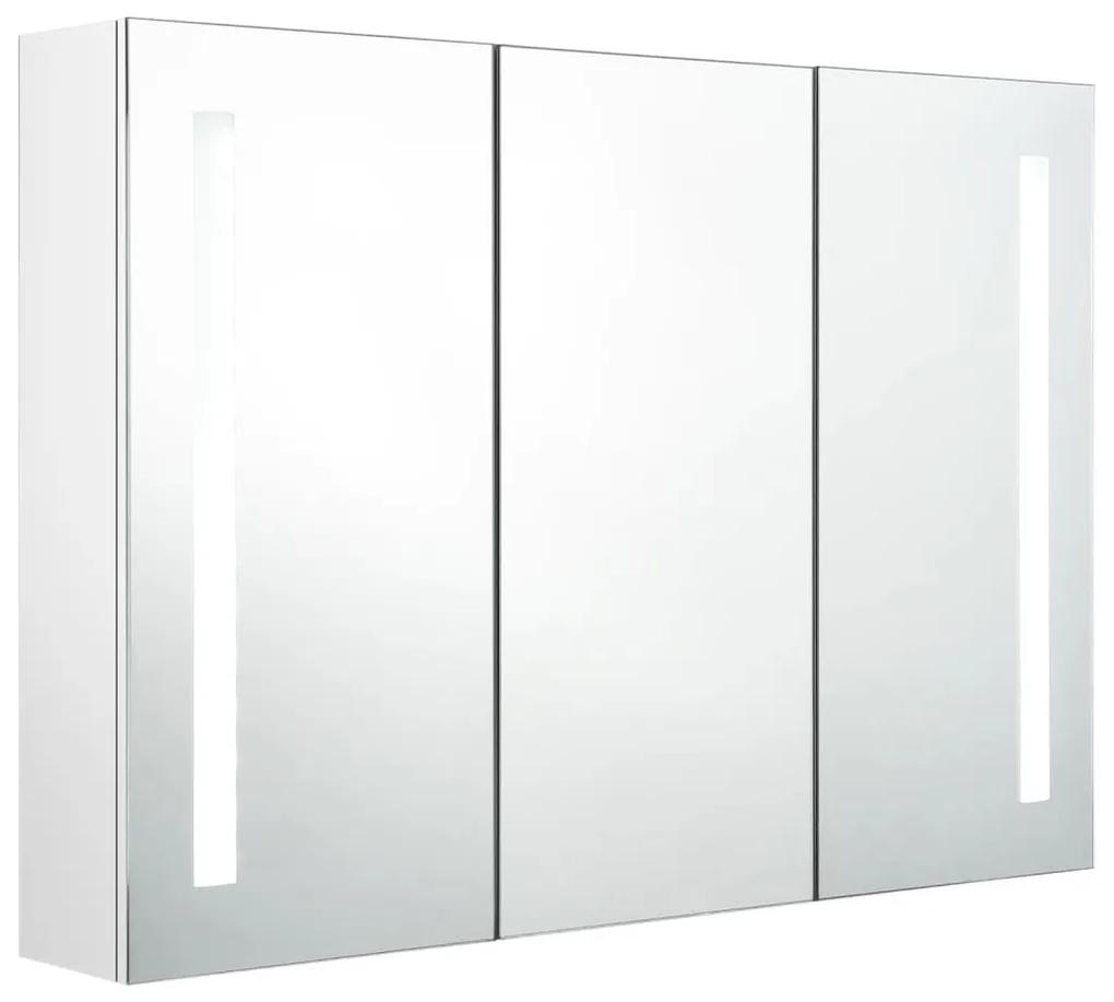 vidaXL Badkamerkast met spiegel en LED 89x14x62 cm glanzend wit
