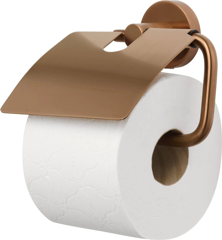 Saqu Eurotrend toiletrolhouder met klep geborsteld koper PVD