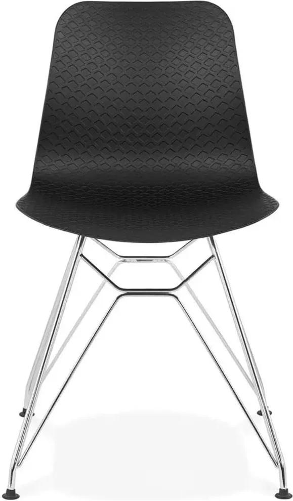Design stoel 'GAUDY' zwart met verchroomd metalen voet