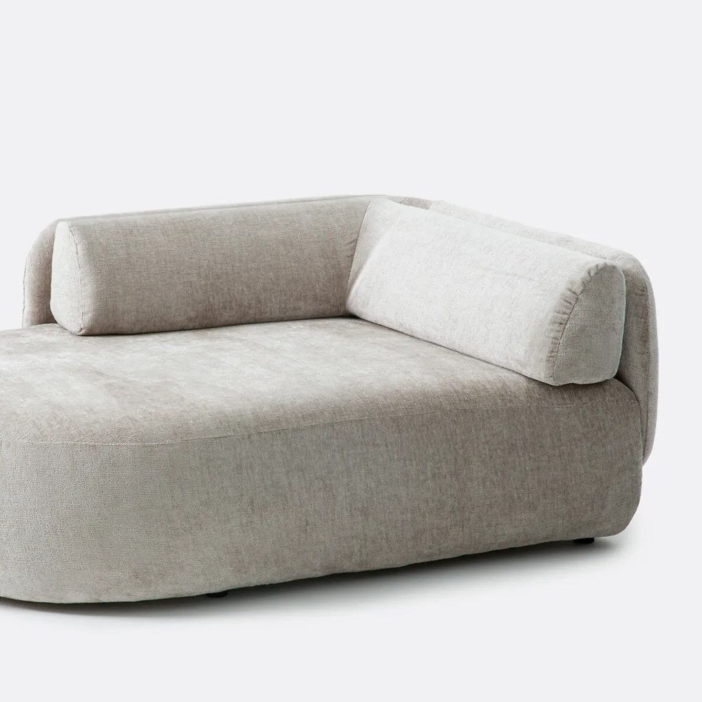 Longchair links, dik fluweel, Méridiano