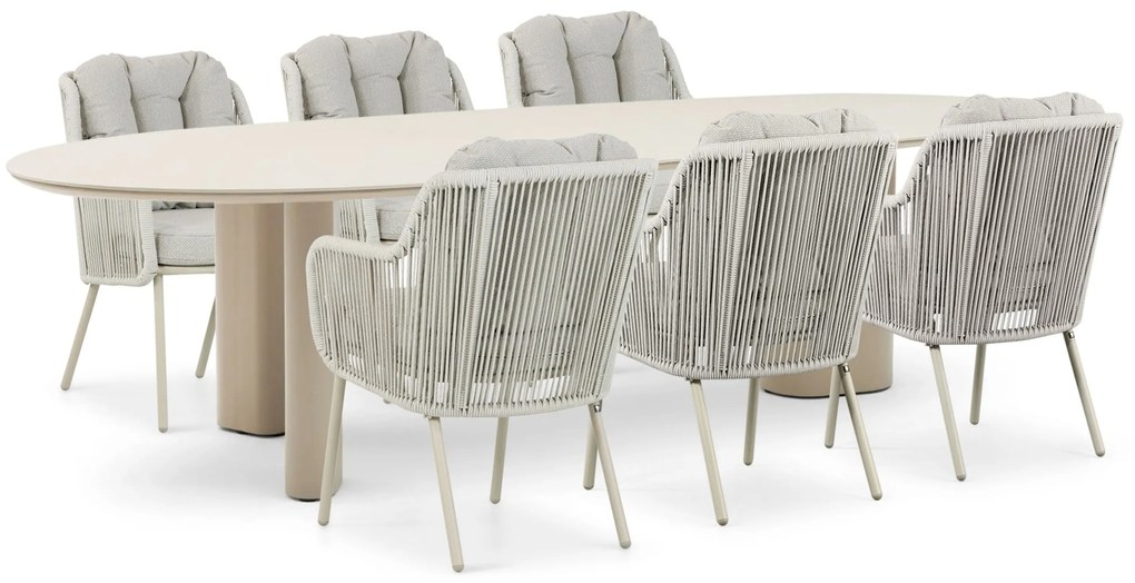 Tuinset 6 personen 240 cm Aluminium/rope Taupe Santika Furniture Santika