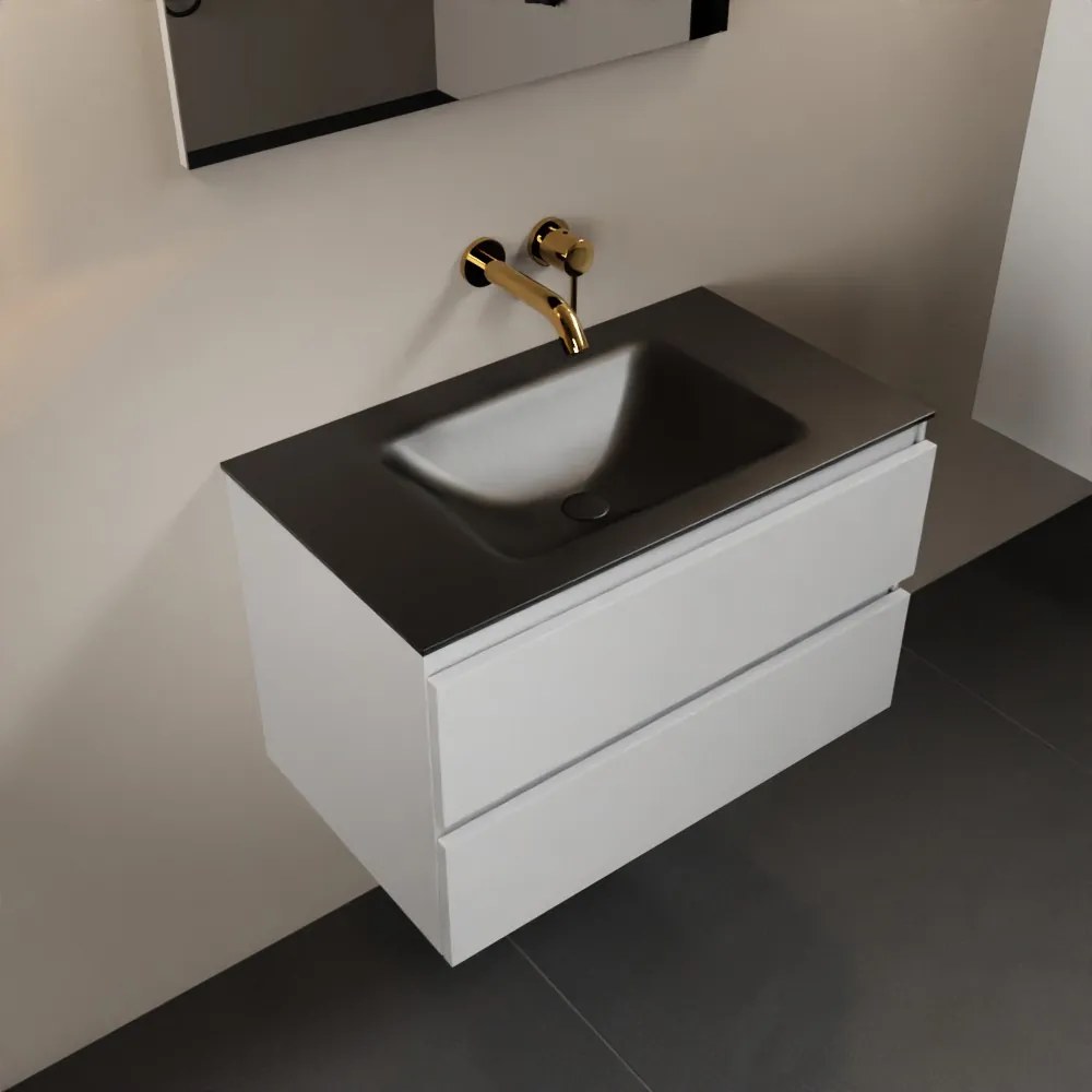 Mondiaz Aivy badmeubel 80cm talc met wastafel solid surface urban midden zonder kraangat en spiegel