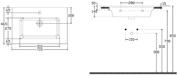 Sanicare Q3 keramische wastafel 71x46.5cm wit