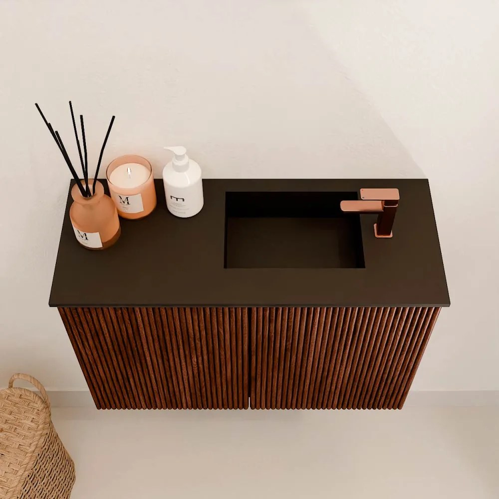 Mondiaz Joya 60cm toiletmeubel ruby met wastafel faye rechts 1 kraangat urban