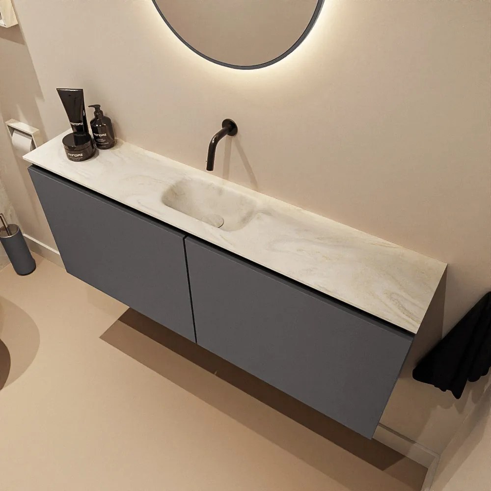 Mondiaz Ture DLux toiletmeubel 120cm dark grey met wastafel ostra midden zonder kraangat