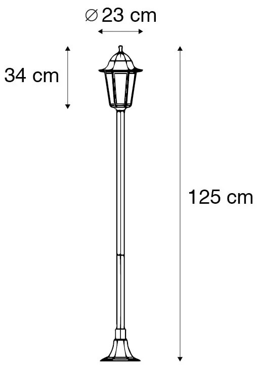 Klassieke staande buitenlamp zwart IP44 125 cm - New Orleans Klassiek / Antiek, Landelijk / Rustiek E27 IP44 Buitenverlichting