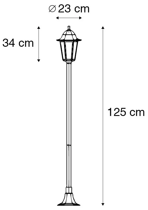 Klassieke staande buitenlamp zwart IP44 125 cm - New Orleans Klassiek / Antiek, Landelijk / Rustiek E27 IP44 Buitenverlichting