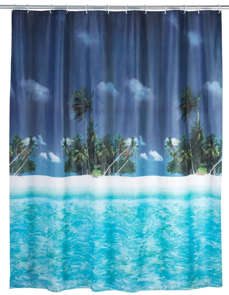 Wenko PEVA douchegordijn 180x200cm palmstrand inclusief ringen