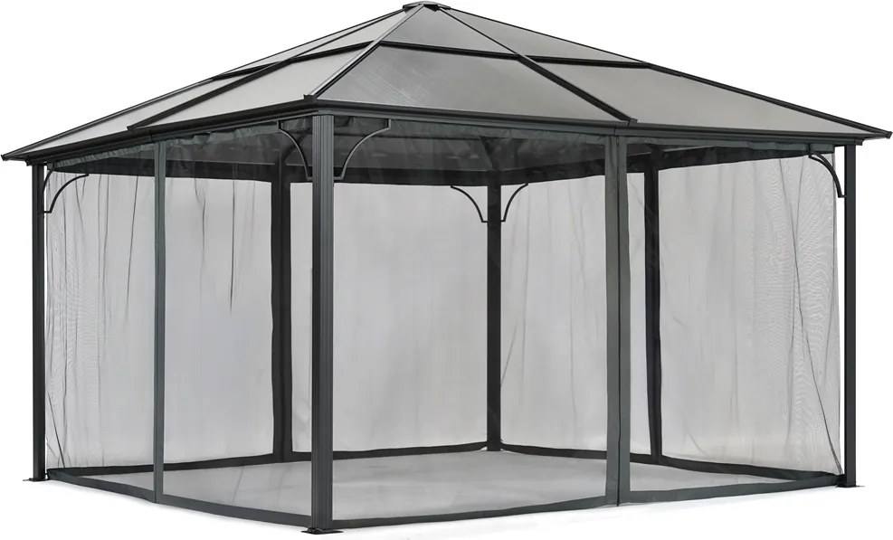 Modern tuinhuis Santiago 4x4 m met klamboe Garden Point antraciet