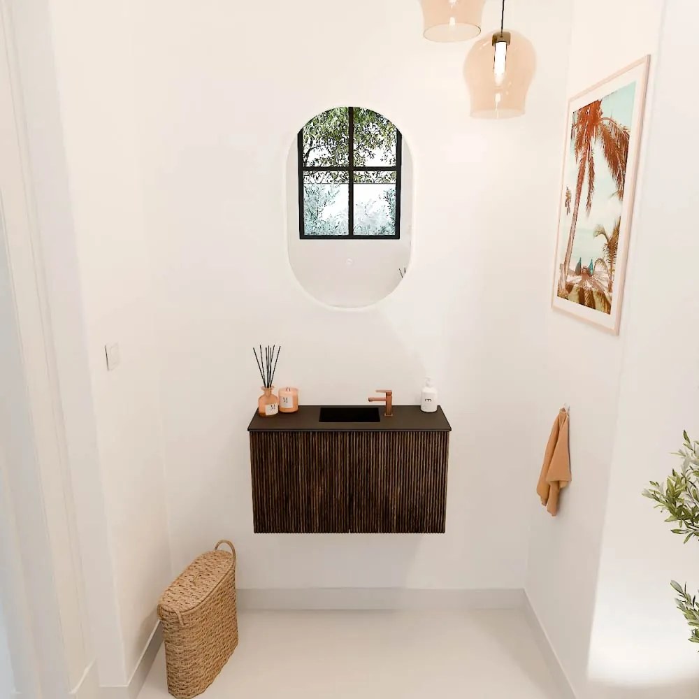 Mondiaz Joya 70cm toiletmeubel walnut met wastafel faye midden 1 kraangat urban