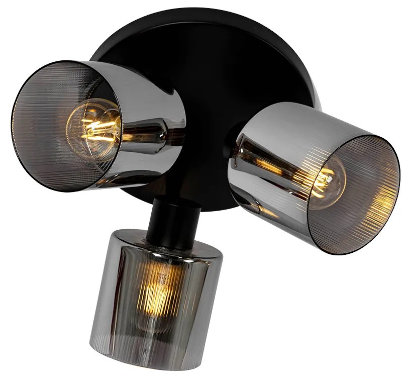 Smart plafondspot zwart met smoke glas rond verstelbaar incl. 3 Wifi A60 - Laura