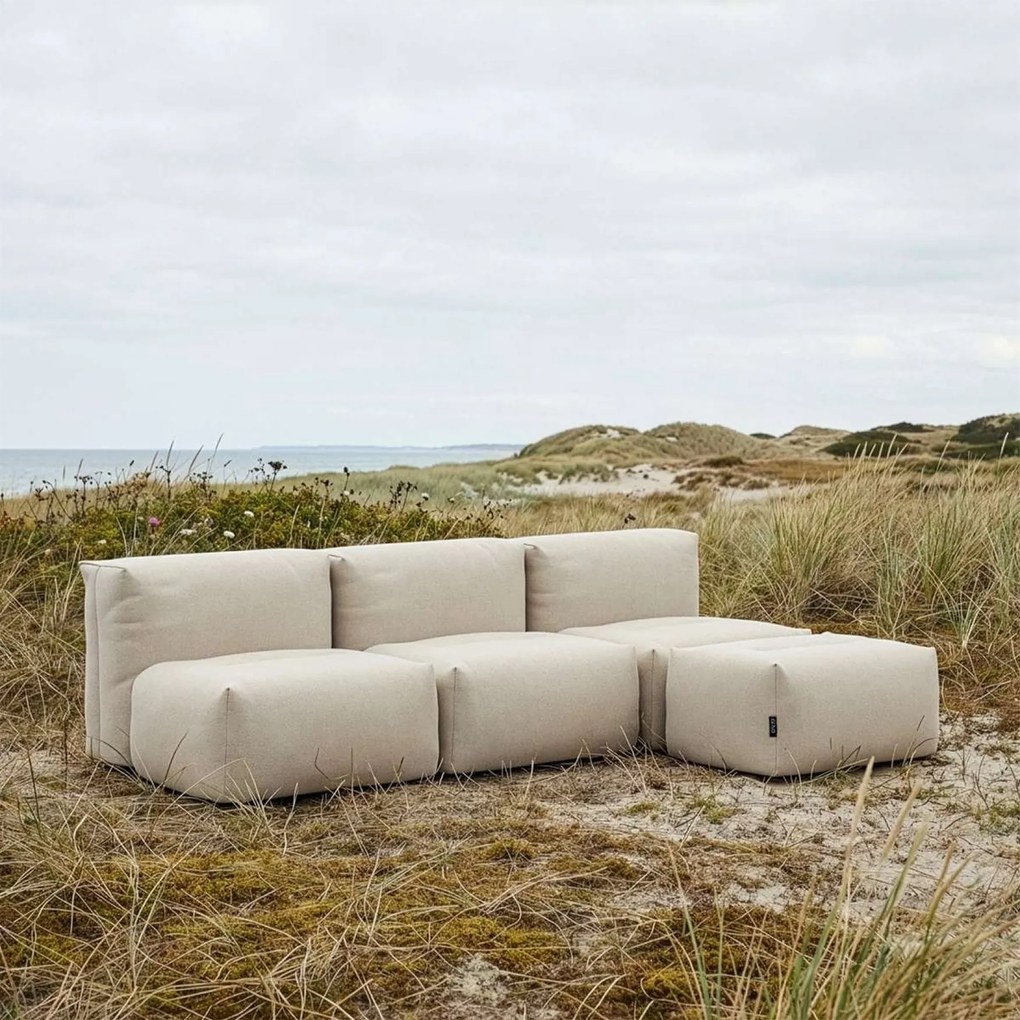 Soft Zitzak Outdoor 3 Seater Open + Pouf - Kirra Sand