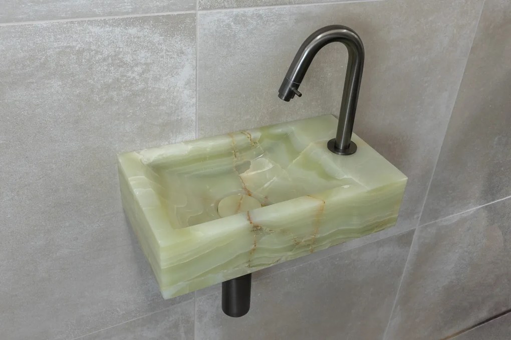 Saniclear Green Onyx fonteinset met gebogen kraan in gunmetal