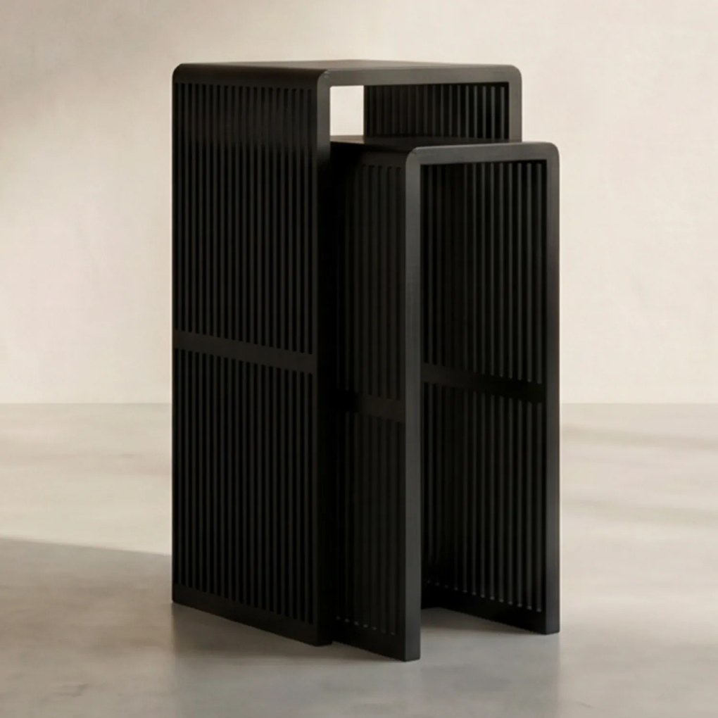 Zuilen Set Teak Latjes Zwart
